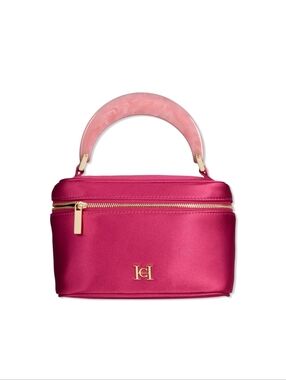 Carolina Herrera Travel Bag Pink Satin Pearl Like Cosmetic Case New BNWT